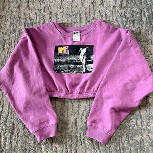 Vintage MTV “Man On The Moon” Women’s Cropped Sweatshirt Size Large